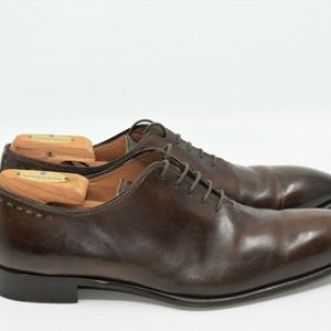Isaia Mens Whole Cut Brown Leather Dress Shoes
